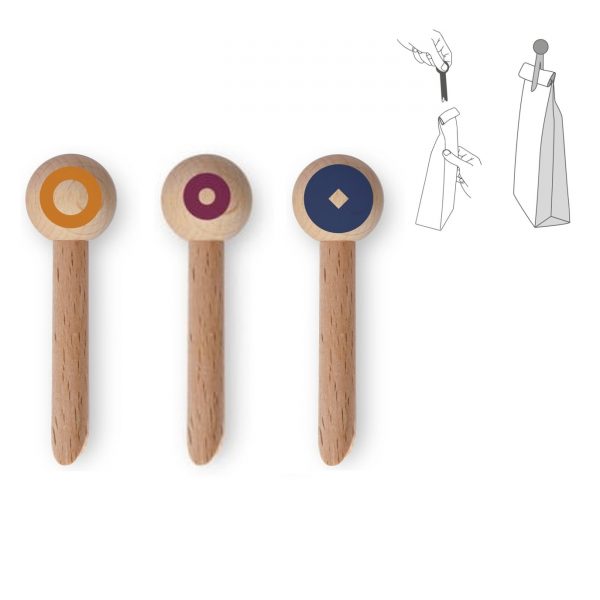 Assortiment de 3 pinces à sacshet en boi