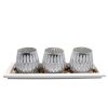 Ensemble de 3 photophores verres argent / blanc avec plaque