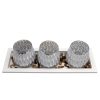 Ensemble de 3 photophores verres argent / blanc avec plaque – Image 2