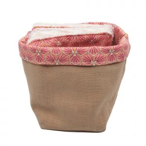 Panier et lingettes en coton rose