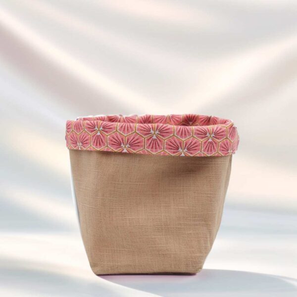 Panier en ccoton beige/rose