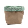 Panier en coton beige/vert