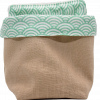 Panier et lingettes en coton vert